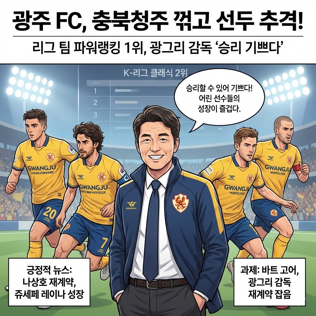 광주, 충북 격파! [광그리] 감독 [승리 기쁘다!]